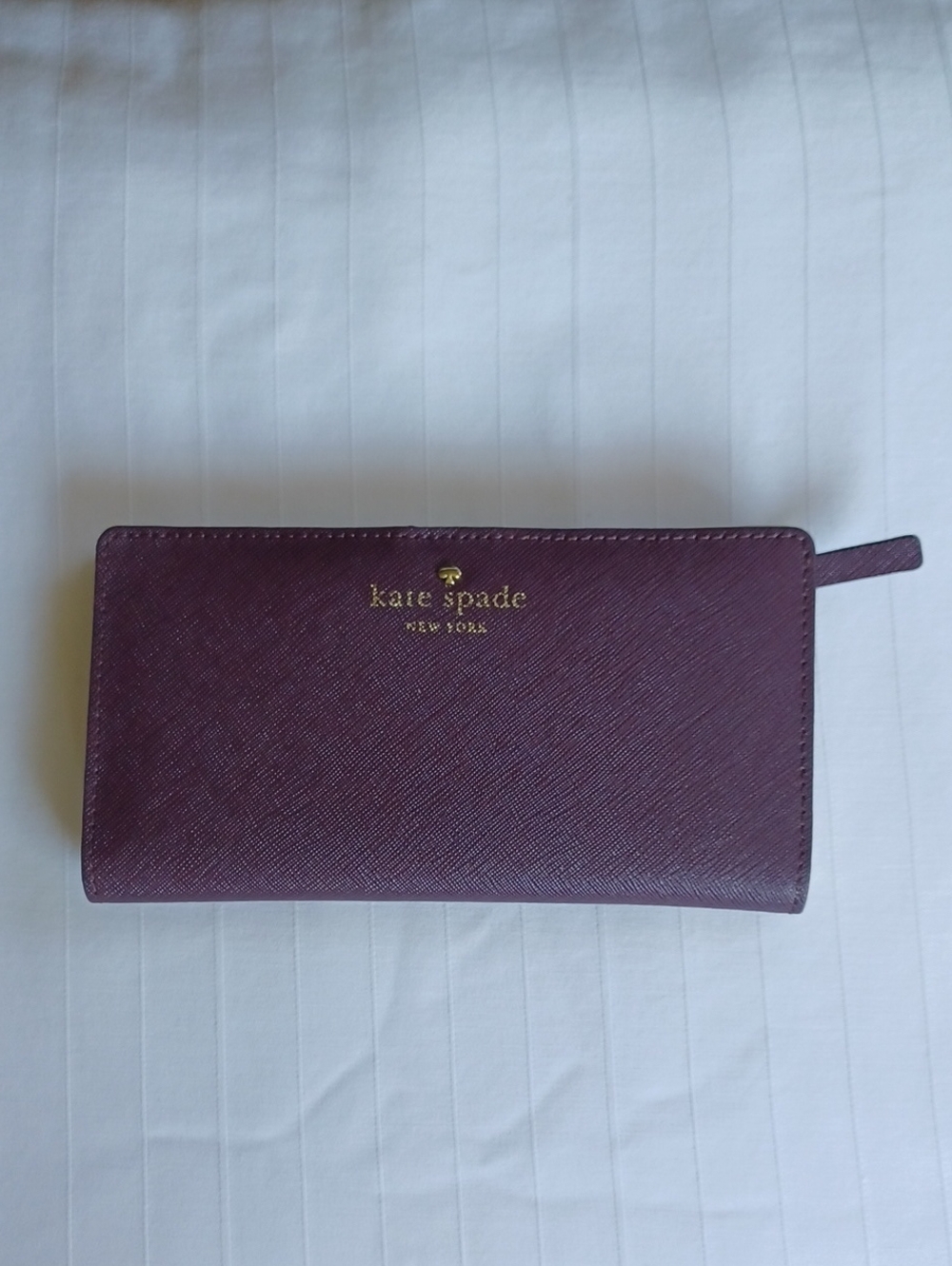 Kate Spade Plum Saffiano Leather Mikas Pond Stacy Long Wallet